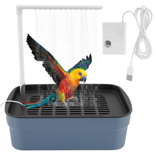Vogel Badehaus Badewanne,Automatische Vogeltränke aus ABS,Geräuscharme Vogeldusche Wellensittich, Automatische Haustier-Vogeltränke,Multifunktionaler Vogelbadewanne mit Umwälzhahn für Vögel(Stil 1) von VAVPUP