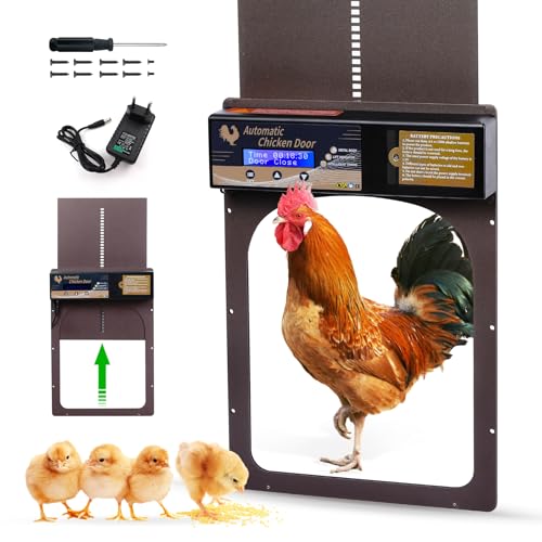 VAYALT Neueste Automatische Hühnerklappe Türöffner, Manuell Gesteuert Hühnerklappe Türöffner, mit LED Display,Timer, Hühnerklappe Elektrisch für Hühnerstall, Wachtelstall und Geflügelzaun (B(New)) von VAYALT