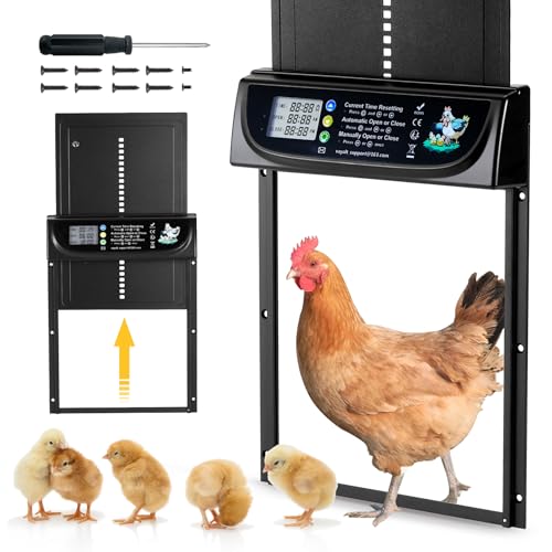 VAYALT Neueste Automatische Hühnerklappe Türöffner, Manuell Gesteuert Hühnerklappe Türöffner, mit LED Display,Timer, Hühnerklappe Elektrisch für Hühnerstall, Wachtelstall und Geflügelzaun (C(New)) VAYALT Neueste Automatische Hühnerklappe Türöffner, Manuell Gesteuert Hühnerklappe Türöffner, mit LED Display,Timer, Hühnerklappe Elektrisch für Hühnerstall, Wachtelstall und Geflügelzaun (C(New)) von VAYALT