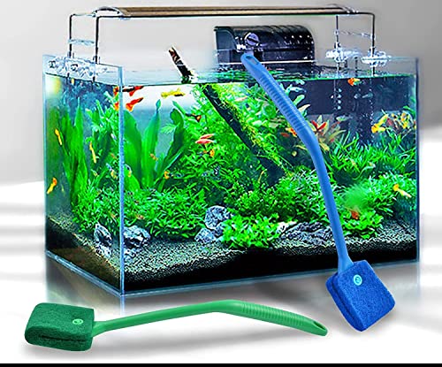 Petzlifeworld Reinigungsbürste für Aquarien, doppelseitig, mit langem Griff, 40 cm, Grün von VAYINATO