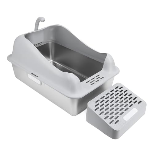 Edelstahl-Katzentoilette mit Deckel, 20 L, Extra Große Katzentoilette mit Hohen Seiten und Abgedeckter Katzentoilette für Große Katzen, Auslaufsicher, Nimmt Keine Gerüche auf, Edelstahl-Katzentoilette mit Deckel, 20 L, Extra Große Katzentoilette mit Hohen Seiten und Abgedeckter Katzentoilette für Große Katzen, Auslaufsicher, Nimmt Keine Gerüche auf, von VBESTLIFE