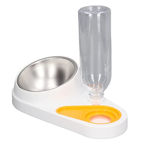 Katzen-Wasser-Futternapf, Automatische Wasserfüllung, 16-Grad-Neigung, Edelstahl-Doppelnapf-Set (Weiss) von VBESTLIFE