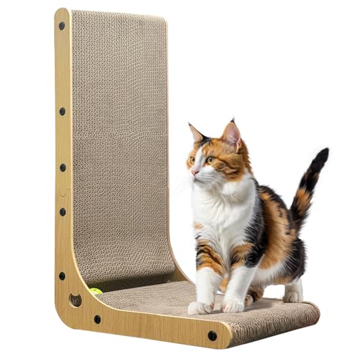 Kratzbrett Katzen, Kratzbrett L Förmig Kratzpappe für Katzen 60cm, widerstandsfähig Katzenkratzbrett mit Ballspielzeug, Qualitäts-Pappe mehrere Kratzwinkel für Wand und Ecke Kratzbrett Katzen, Kratzbrett L Förmig Kratzpappe für Katzen 60cm, widerstandsfähig Katzenkratzbrett mit Ballspielzeug, Qualitäts-Pappe mehrere Kratzwinkel für Wand und Ecke von VCANIVR