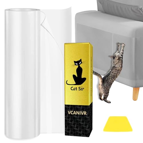 Kratzschutz Katze Tape 5m x 20cm, Kratzschutz Sofa Katze Pad Hunde Kratzschutz für Türen Anti Kratz Folie für Katzenfür Möbel Couch Tür Wand Kratzabwehr von VCANIVR