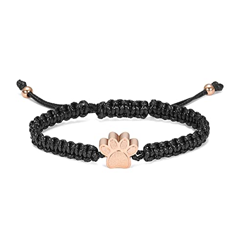 VCCWYQK Einäscherung Armband für Asche für Haustiere - Paw Print Anhänger Armreif Edelstahl Gedenkurne Schmuck für Hund/Katze (D) von VCCWYQK