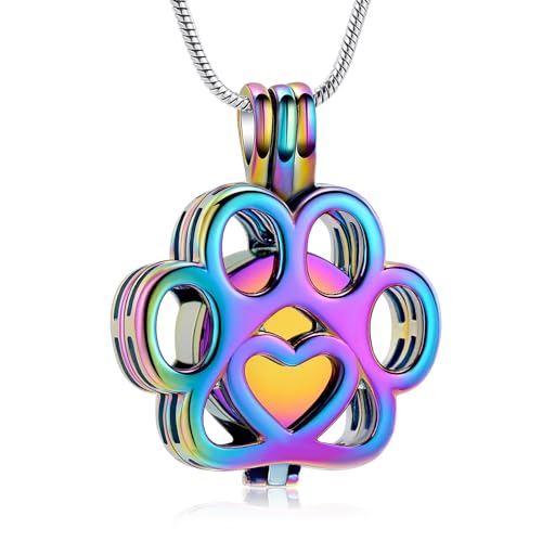 VCCWYQK Pet Einäscherung Schmuck für Asche für Hund/Katze Pfote Edelstahl Memorial Locket Urne Halskette innerhalb Mini Fall Keepsake Einäscherung Schmuck Frauen Männer von VCCWYQK
