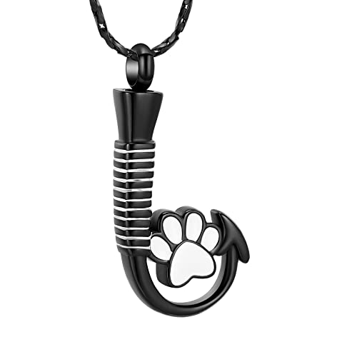VCCWYQK Urnen-Halskette für Asche, Haustier-Pfoten-Urnen-Anhänger, Andenken, Einäscherung, Schmuck für Mensch / Haustier (schwarz) von VCCWYQK