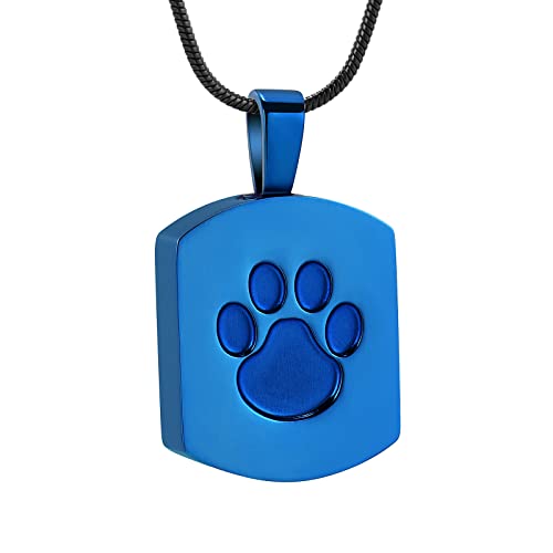 VCCWYQK Urnen-Halskette für Asche für Haustiere, Pfotenabdruck, Gedenkasche, Andenken-Anhänger für Katzen, Hunde, Asche (Bule) von VCCWYQK