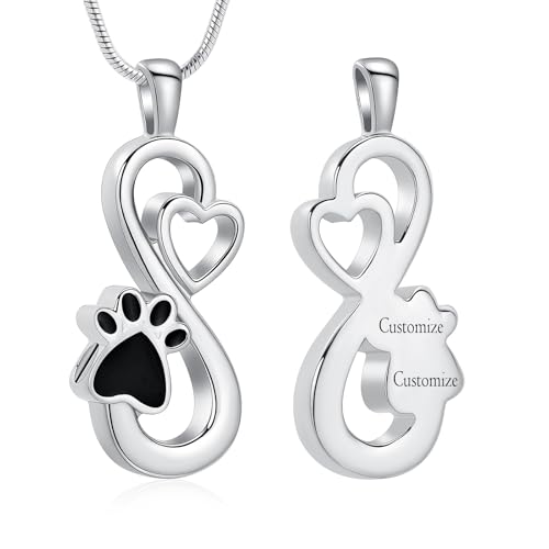 VCCWYQK Urnen-Halskette für Haustiere mit Unendlichkeits-Liebe, für Asche von Hunden/Katzen, Beerdigung, Andenken, Urnen-Halskette, Anhänger, Gedenkschmuck von VCCWYQK