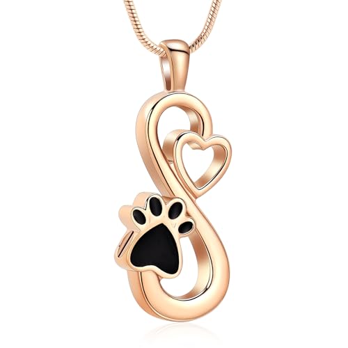 VCCWYQK Urnen-Halskette für Haustiere mit Unendlichkeits-Liebe, für Asche von Hunden/Katzen, Beerdigung, Andenken, Urnen-Halskette, Anhänger, Gedenkschmuck von VCCWYQK