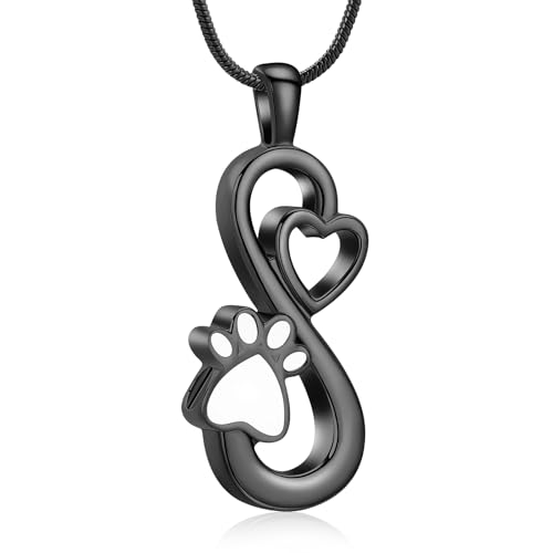 VCCWYQK Urnen-Halskette für Haustiere mit Unendlichkeits-Liebe, für Asche von Hunden/Katzen, Beerdigung, Andenken, Urnen-Halskette, Anhänger, Gedenkschmuck von VCCWYQK