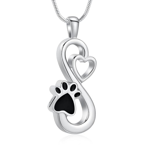 VCCWYQK Urnen-Halskette für Haustiere mit Unendlichkeits-Liebe, für Asche von Hunden/Katzen, Beerdigung, Andenken, Urnen-Halskette, Anhänger, Gedenkschmuck von VCCWYQK