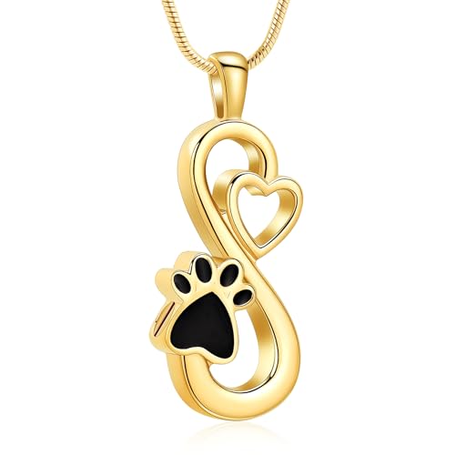 VCCWYQK Urnen-Halskette für Haustiere mit Unendlichkeits-Liebe, für Asche von Hunden/Katzen, Beerdigung, Andenken, Urnen-Halskette, Anhänger, Gedenkschmuck von VCCWYQK