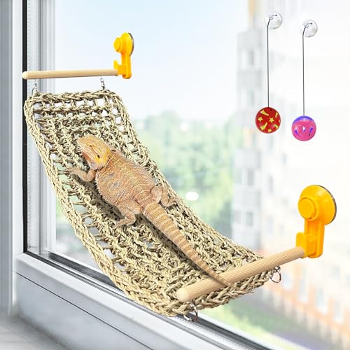 VCEPJH Bartagrachen-Hängematte, groß, Reptilien-Fensterstange, Seegras-Kletterbecken, Zubehör, Eidechsenliege, Bett mit leistungsstarken Saugnäpfen, Bartdrache, Spielzeug für Gecko, Chamäleon, 50 x 20 von VCEPJH