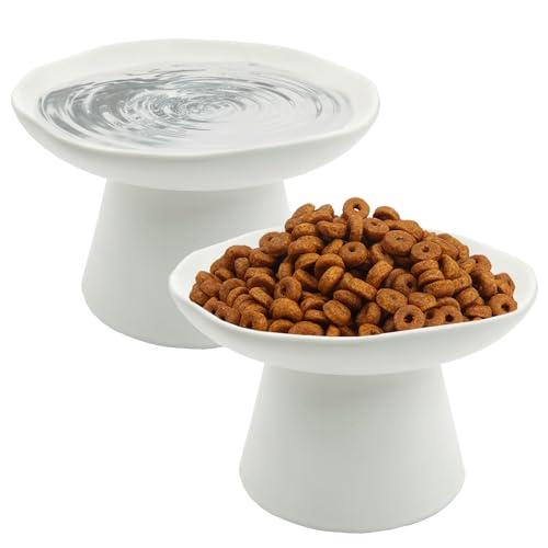 VCEPJH Erhöhte Katzenfutternäpfe, flach, Katzenteller, 2 Stück, Keramik, erhöhter Katzennapf, 15,5 cm, flach, Anti-Schnurrhaar, Müdigkeit, breit, Tierfutter und Wasser-Futterspender für den VCEPJH Erhöhte Katzenfutternäpfe, flach, Katzenteller, 2 Stück, Keramik, erhöhter Katzennapf, 15,5 cm, flach, Anti-Schnurrhaar, Müdigkeit, breit, Tierfutter und Wasser-Futterspender für den von VCEPJH