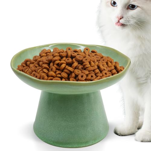 VCEPJH Erhöhter Futternapf für Katzen, flach, Keramik, erhöht, 15,5 cm, flach, Anti-Schnurrhaar, Müdigkeit, breiter Futter- und Wasser-Futterspender für Innen, Kätzchen, Grün VCEPJH Erhöhter Futternapf für Katzen, flach, Keramik, erhöht, 15,5 cm, flach, Anti-Schnurrhaar, Müdigkeit, breiter Futter- und Wasser-Futterspender für Innen, Kätzchen, Grün von VCEPJH