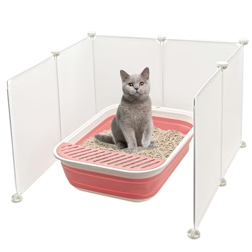 VCEPJH Katzentoiletten-Gehege, Spritzschutz, extra groß, hohe Wand, Urinierschutz, DIY-Sichtschutz für Katzentoiletten-Barrieren (L x B x H): 61 x 57 x 40 cm, Weiß (Kitty-Boxen nicht im Lieferumfang von VCEPJH