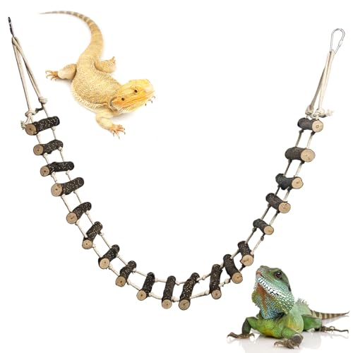 VCEPJH Reptilien-Kletterbrücke, 99,1 cm lang, Bartdrache, Holzleiter für Terrarium, Gecko, Tankzubehör, Spielzeug, Anzug für Eidechse, Kugel, Pythons, Baum, Frosch, Schlange, Leopard, Gecko VCEPJH Reptilien-Kletterbrücke, 99,1 cm lang, Bartdrache, Holzleiter für Terrarium, Gecko, Tankzubehör, Spielzeug, Anzug für Eidechse, Kugel, Pythons, Baum, Frosch, Schlange, Leopard, Gecko von VCEPJH