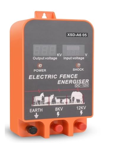 Elektrozaun, 10KM Elektrischer Zaun 2,5 Joule Mit LCD Display 2,5 Joule 12V Controller for Bauernhof Vieh Kühe Rinder Pferd Einsatz in Haushalt und Garten von VCHICS
