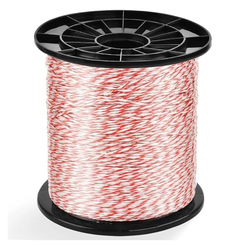 Elektrozaun, 500/1000 m Rolle Elektrozaunseil Polywire mit Stahlseil for Schafe, Rinder, Tiere, zuverlässige Leitfähigkeit, Zaundraht Einsatz in Haushalt und Garten(1000m) von VCHICS