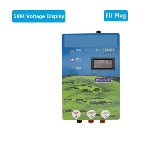 VCHICS Elektrozaun, 10KM Elektrischer Schäferhund 2-3 Joule Tier Pferd Rinder flülfarm Zaun Solar Laderät Controller Alarm Vieh Werkzeu Einsatz in Haushalt und Garten(5KM elec) von VCHICS
