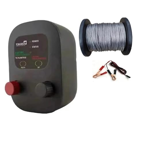 VCHICS Elektrozaun, 2-in-1-Elektrozaunrät mit 0,5 Joule und 100 m 7-Fach-Aluminiumlegierungsdrähten for die elektrische Schäferhundkontrolle auf Nutztieren Einsatz in Haushalt und Garten von VCHICS