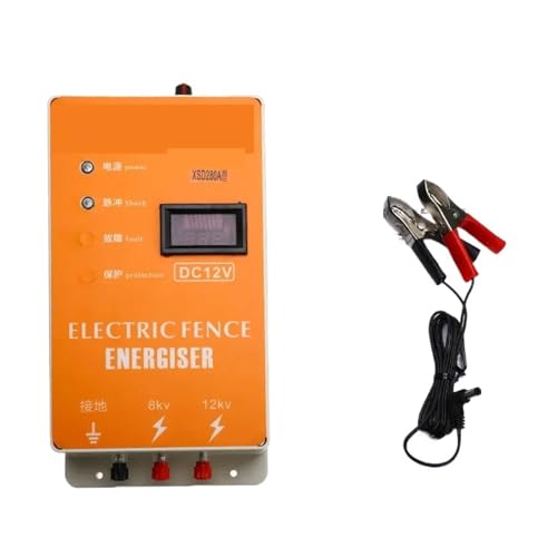 VCHICS Elektrozaun, Elektrischer Hirtenzaun for Tiere, Ladegerät, Hochspannungsimpuls-Controller, Geflügelfarm, elektrische Zaunisolatoren, Werkzeuge Einsatz in Haushalt und Garten von VCHICS