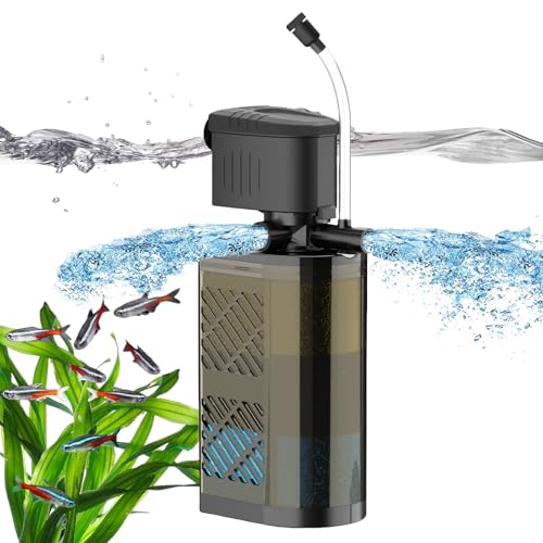 VCRAZE Tauchbarer Aquariumfilter, 3-stufiger Fischfilter für Aquarien, Schildkrötenfilter, Fischtankfilter mit Belüftung und doppeltem Wasserauslass, Schildkröten-Tank-Filterpumpe für Aquarien mit VCRAZE Tauchbarer Aquariumfilter, 3-stufiger Fischfilter für Aquarien, Schildkrötenfilter, Fischtankfilter mit Belüftung und doppeltem Wasserauslass, Schildkröten-Tank-Filterpumpe für Aquarien mit von VCRAZE