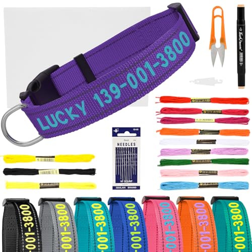 Personalisiertes, besticktes Hundehalsband – benutzerdefinierter handgenähter Name und Nummer, reflektierendes, verstellbares Haustierhalsband für kleine/mittelgroße/große Hunde und Katzen Personalisiertes, besticktes Hundehalsband – benutzerdefinierter handgenähter Name und Nummer, reflektierendes, verstellbares Haustierhalsband für kleine/mittelgroße/große Hunde und Katzen von VCZONE