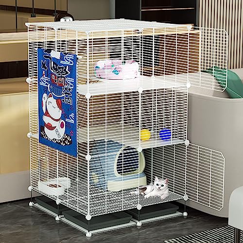 VDLLQYN, Katzengehege, Drahtkäfig for Hunde, DIY-Katzenlaufstall mit Katzentoilette und Katzenhängematte, abnehmbar und faltbar, einfach zu montieren ，Hundekiste(75*75*120cm/29*29*47in(dense)) von VDLLQYN