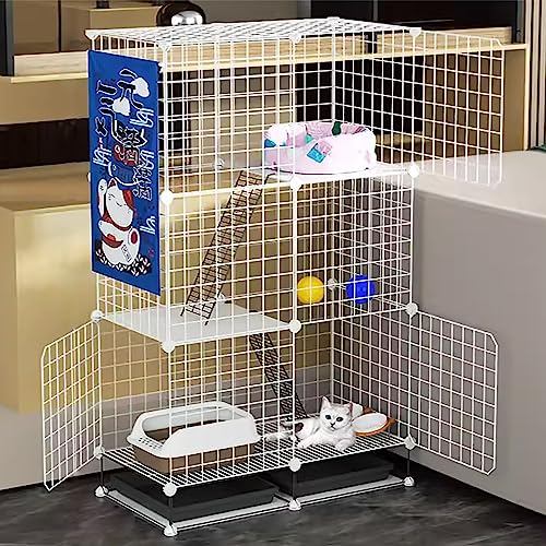 VDLLQYN, Katzengehege, Drahtkäfig for Hunde, DIY-Katzenlaufstall mit Katzentoilette und Katzenhängematte, abnehmbar und faltbar, einfach zu montieren ，Hundekiste(75 * 39 * 120cm/29 * 15 * 47in) von VDLLQYN