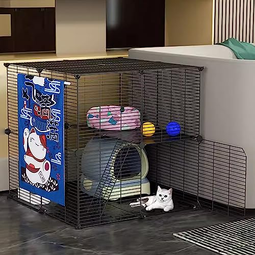 VDLLQYN, Katzengehege, Drahtkäfig for Hunde, DIY-Katzenlaufstall mit Katzentoilette und Katzenhängematte, abnehmbar und faltbar, einfach zu montieren ,Hundekiste(75 * 75 * 73cm/29 * 29 * 28in(Black)) VDLLQYN, Katzengehege, Drahtkäfig for Hunde, DIY-Katzenlaufstall mit Katzentoilette und Katzenhängematte, abnehmbar und faltbar, einfach zu montieren ,Hundekiste(75 * 75 * 73cm/29 * 29 * 28in(Black)) von VDLLQYN