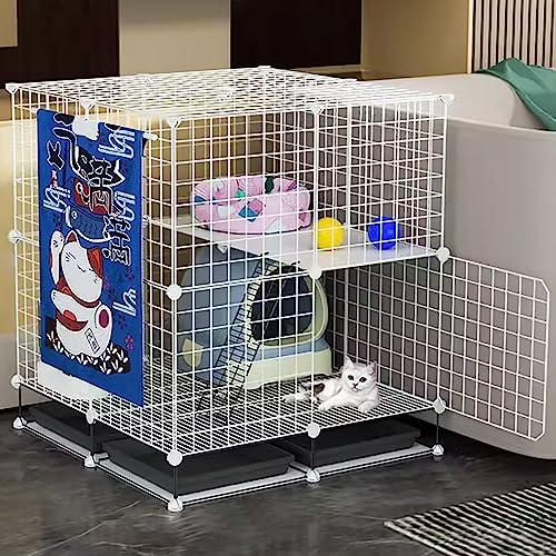 VDLLQYN, Katzengehege, Drahtkäfig for Hunde, DIY-Katzenlaufstall mit Katzentoilette und Katzenhängematte, abnehmbar und faltbar, einfach zu montieren ，Hundekiste(75 * 75 * 84cm/29 * 29 * 33in) von VDLLQYN