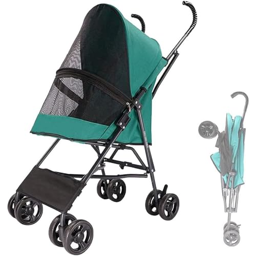 VECNUM Hundewagen Hundebuggy Hunde Katzen, Hundebuggy Bis 10Kg, Regenschirmstruktur Leichter Hundewagen Für Kleine Hunde Wagen Buggy Atmungsaktive Installation-Freies Design,Grün VECNUM Hundewagen Hundebuggy Hunde Katzen, Hundebuggy Bis 10Kg, Regenschirmstruktur Leichter Hundewagen Für Kleine Hunde Wagen Buggy Atmungsaktive Installation-Freies Design,Grün von VECNUM