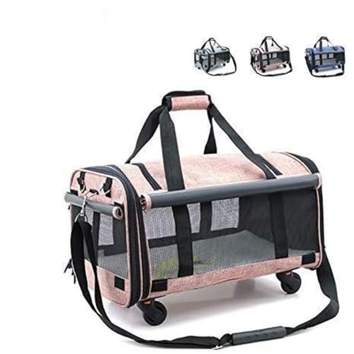 VECNUM Transporttasche Für Katzen Hunde Hund Träger, Pet Carrier Trolley, Geeignet for Mittlere Und Kleine Hunde,Höchstlast 15KG,Rosa von VECNUM