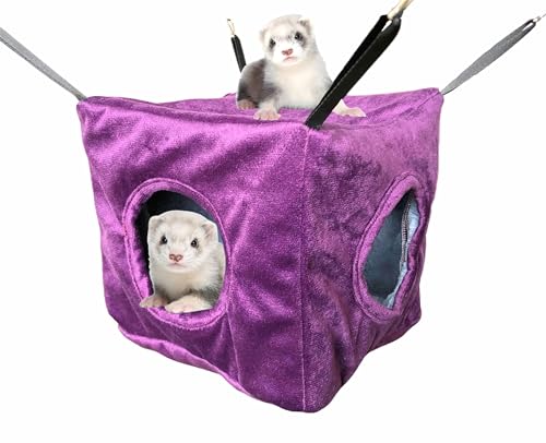 Vedem Frettchen-Hängematte für Kleintiere, Käfig, hängend, Etagenbett, warmes Bett, Violett von VEDEM