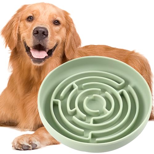 Hundenapf mit Puzzle, Labyrinth-Silikon, langsamer Futternapf mit Saugnäpfen, verlangsamt die Fressgeschwindigkeit von Haustieren und verhindert Ersticken, Angstlinderung (grün) von VEEKI
