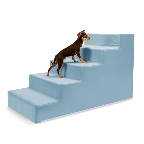 VEEVAO Haustiertreppe für kleine Hunde Katzen - 3/4/5 Stufen, rutschfestes, extra breites Design, sanfter Winkel für Gelenkschutz, Schaumstoff mit hoher Dichte, waschbarer Bezug, passend für Betten VEEVAO Haustiertreppe für kleine Hunde Katzen - 3/4/5 Stufen, rutschfestes, extra breites Design, sanfter Winkel für Gelenkschutz, Schaumstoff mit hoher Dichte, waschbarer Bezug, passend für Betten von VEEVAO