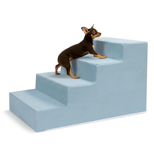 VEEVAO Haustiertreppe für kleine Hunde Katzen - 3/4/5 Stufen, rutschfestes, extra breites Design, sanfter Winkel für Gelenkschutz, hochdichter Schaumstoff, waschbarer Bezug, passend für Betten und VEEVAO Haustiertreppe für kleine Hunde Katzen - 3/4/5 Stufen, rutschfestes, extra breites Design, sanfter Winkel für Gelenkschutz, hochdichter Schaumstoff, waschbarer Bezug, passend für Betten und von VEEVAO