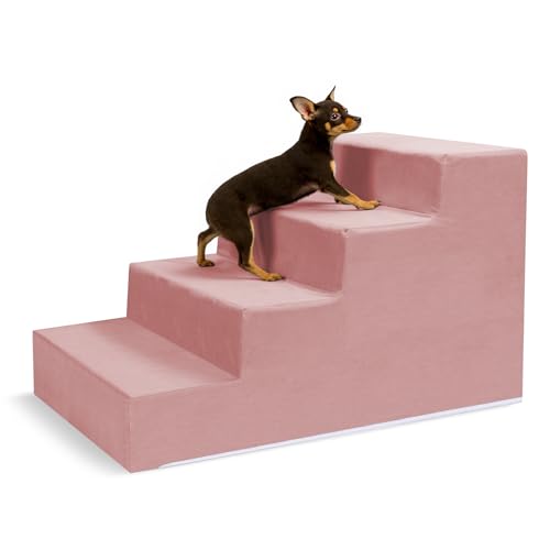 VEEVAO Haustiertreppe für kleine Hunde Katzen - 3/4/5 Stufen, rutschfestes, extra breites Design, sanfter Winkel für Gelenkschutz, hochdichter Schaumstoff, waschbarer Bezug, passend für Betten und VEEVAO Haustiertreppe für kleine Hunde Katzen - 3/4/5 Stufen, rutschfestes, extra breites Design, sanfter Winkel für Gelenkschutz, hochdichter Schaumstoff, waschbarer Bezug, passend für Betten und von VEEVAO