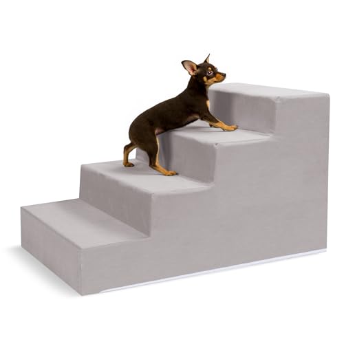 VEEVAO Haustiertreppe für kleine Hunde und Katzen – 3/4/5 Stufen, rutschfestes, extra breites Design, sanfter Winkel zum Gelenkschutz, hochdichter Schaumstoff, waschbarer Bezug, passend für Betten und VEEVAO Haustiertreppe für kleine Hunde und Katzen – 3/4/5 Stufen, rutschfestes, extra breites Design, sanfter Winkel zum Gelenkschutz, hochdichter Schaumstoff, waschbarer Bezug, passend für Betten und von VEEVAO