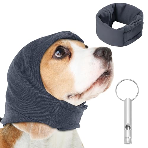 VEGCOO Hunde-Ohrenschützer für Hunde, dunkelgrau, beruhigende Kopfbedeckung mit silberfarbener Pfeife zur Geräuschprävention, Anti-Schreck, Hals-Ohrenwärmer, dunkelgrau, L VEGCOO Hunde-Ohrenschützer für Hunde, dunkelgrau, beruhigende Kopfbedeckung mit silberfarbener Pfeife zur Geräuschprävention, Anti-Schreck, Hals-Ohrenwärmer, dunkelgrau, L von VEGCOO