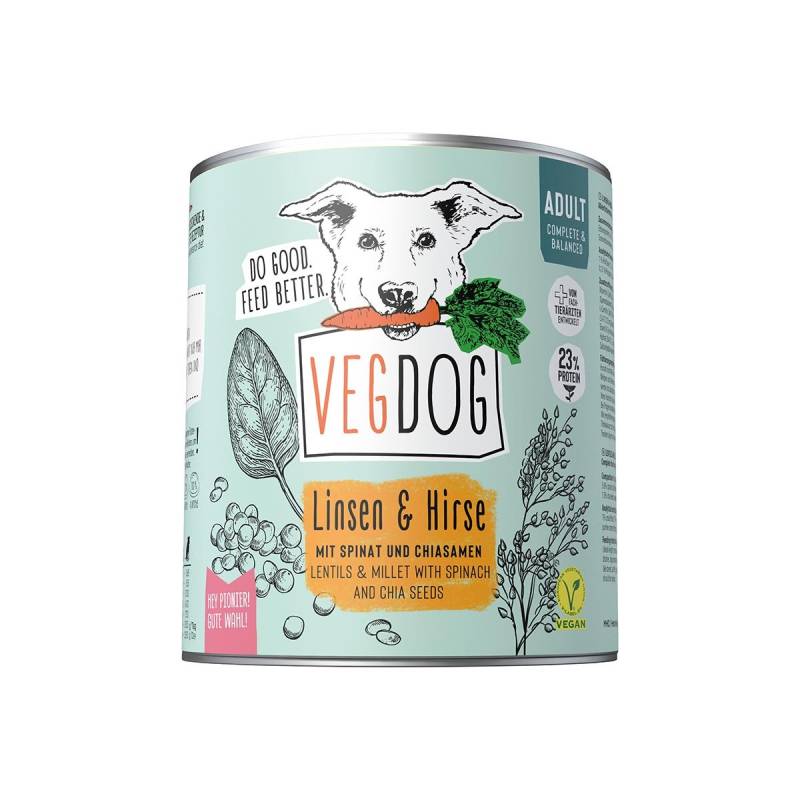 VEGDOG Adult Linsen & Hirse 6x800g von VEGDOG
