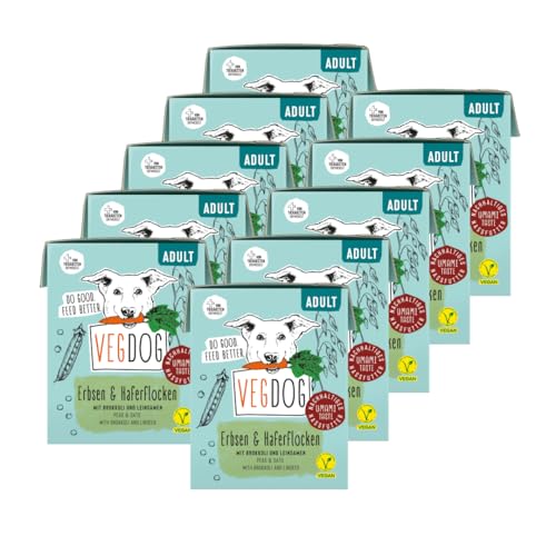 VEGDOG hypoallergenes Nassfutter im Tetra Pak (10 x 390 g) | Adulte Hunde | ohne Gluten und Soja | Alleinfutter für Allergiker mit Erbsenprotein von VEGDOG