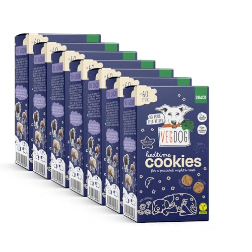 VEGDOG Bedtime Cookies hypoallergener Snack für Hunde (7 x 400 g) | natürlich entspannend mit Kamille für erholsamen Schlaf | Hundekekse für Allergiker mit Kartoffelmehl und Bierhefe von VEGDOG