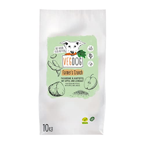 VEGDOG Farmer's Crunch veganes Trockenfutter für Adulte Hunde mit Kartoffel und Favabohne, getreidefreies Alleinfutter für Allergiker mit alternativer Proteinquelle (10kg) von VEGDOG