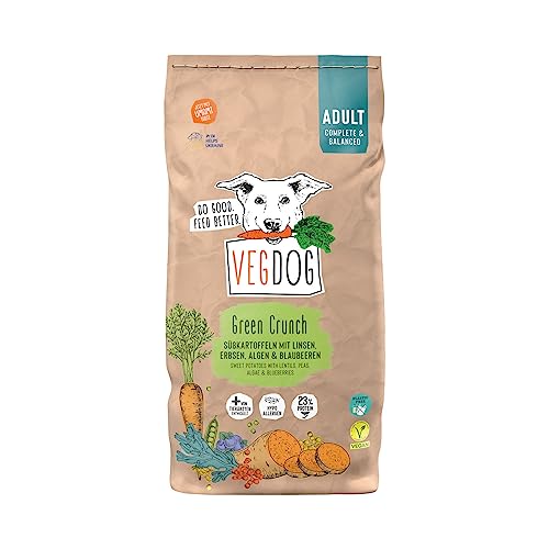 VEGDOG Green Crunch veganes Trockenfutter für Adulte Hunde mit Süßkartoffel und Linsen, getreidefreies Alleinfutter für Allergiker mit alternativer Proteinquelle (10 kg) von VEGDOG
