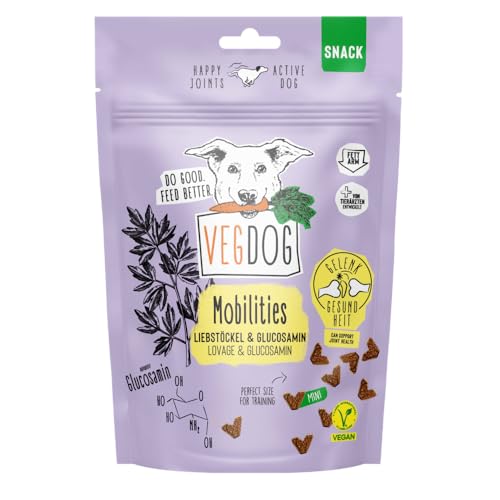 VEGDOG Mobilities Minis hypoallergene Kausticks für Hunde (10 x 115 g) | fettarmer Snack für gesunde Gelenke | Kauspaß für Allergiker mit Glucosamin und Kartoffel von VEGDOG