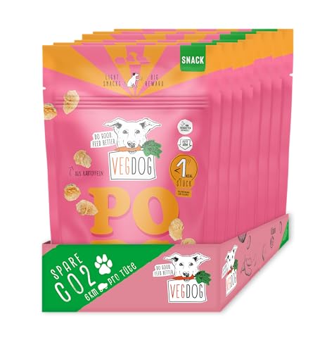 VEGDOG Pops hypoallergenes Hundepopcorn (10 x 20 g) | fettarmer und kalorienarmer Snack | Trainingssnack für Allergiker mit Kartoffel und Bierhefe von VEGDOG