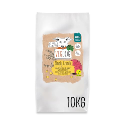 VEGDOG Simply Crunch hypoallergenes Trockenfutter (10 kg) | Adulte Hunde | ohne Gluten und Soja, gut verträglich | Alleinfutter für Allergiker mit Maisprotein von VEGDOG
